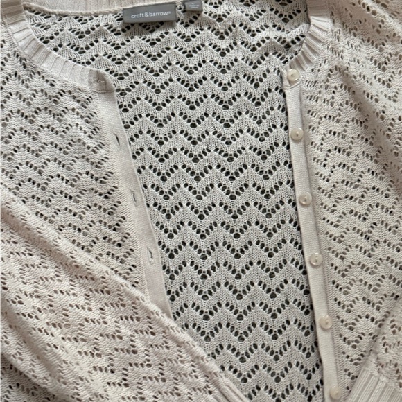 Cardigan Cream/White Knit Patterned Fabric - Picture 2 of 7